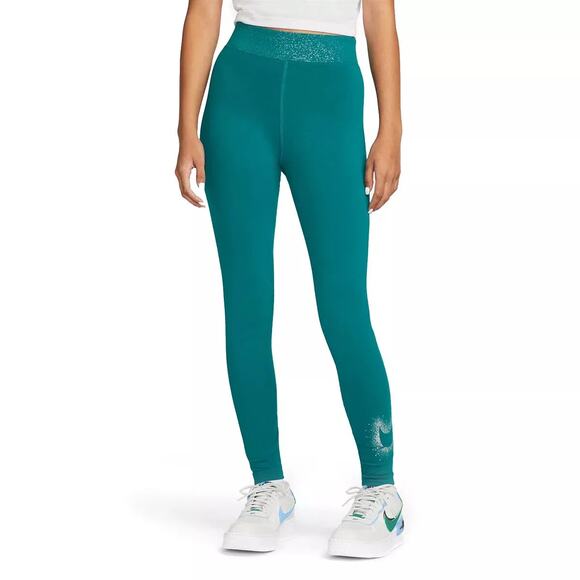 Nike Womens Leggings Sz 3X Bright Spruce Stardust High-Waisted DX6449-367 NEW - Picture 1 of 10